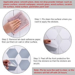 Hatszögletű tükör falmatrica (12db) – MIRROR STICKER 03