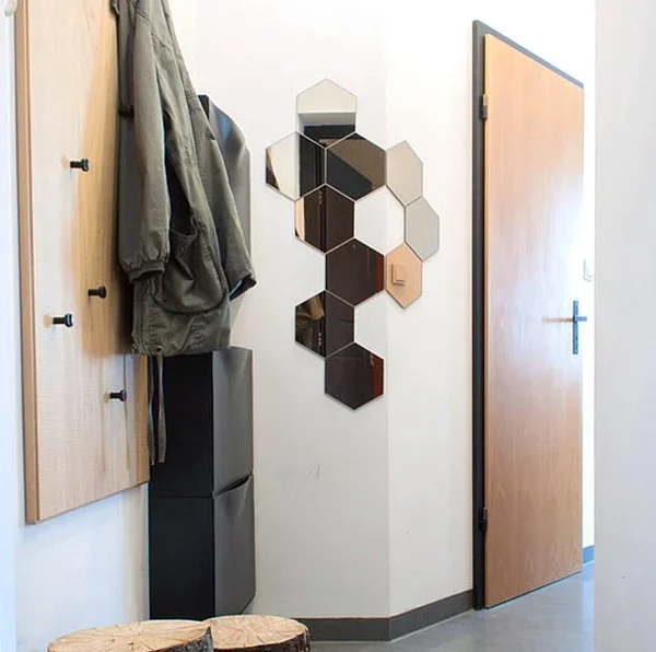 Hatszögletű tükör falmatrica (12db) – MIRROR STICKER slider